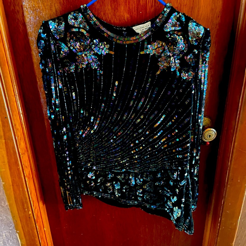 Silk Sequin Top